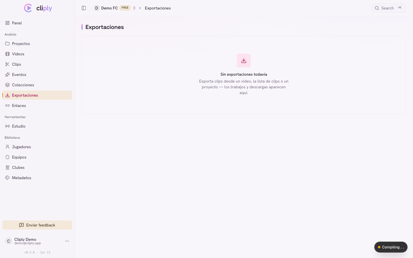 El diálogo de exportación mostrando la selección de clips y las opciones de reel